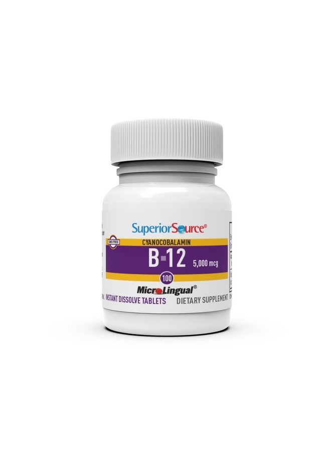 Superior Source No Shot Vitamin B12 Cyanocobalamin 5000 Mcg Quick Dissolve Sublingual Tablets 100 Count B12 Supplement To Increase Metabolism And Energy Production Nervous System Support Non Gmo  - Image 4