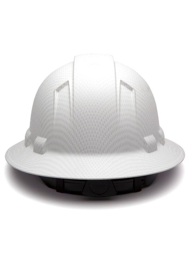 Pyramex Safety Pyramex Ridgeline Full Brim Hard Hat 4-Point Ratchet Suspension Matte White Graphite Pattern  - Image 4
