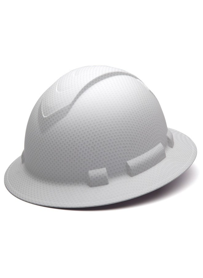 Pyramex Safety Pyramex Ridgeline Full Brim Hard Hat 4-Point Ratchet Suspension Matte White Graphite Pattern  - Image 1