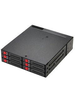 HDD SSD Hard Drive Enclosure With Cooling Fan, 6 Bays Mobile Backplane Support Data Storage Device Case, Large Storage Space Hot-swap Fast Transmission Hard Drive Rack, (1pc, Black)