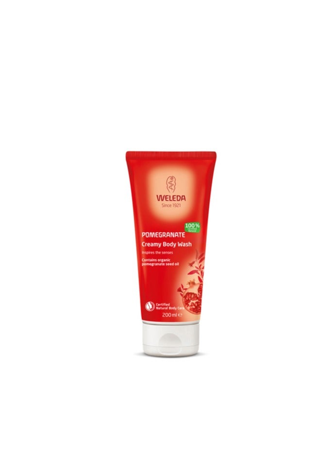 Pomegranate Creamy Body Wash (200 ml) – Nourishing Shower Cream for Dry Skin, with Pomegranate Seed Oil, Gentle Daily Cleanser
