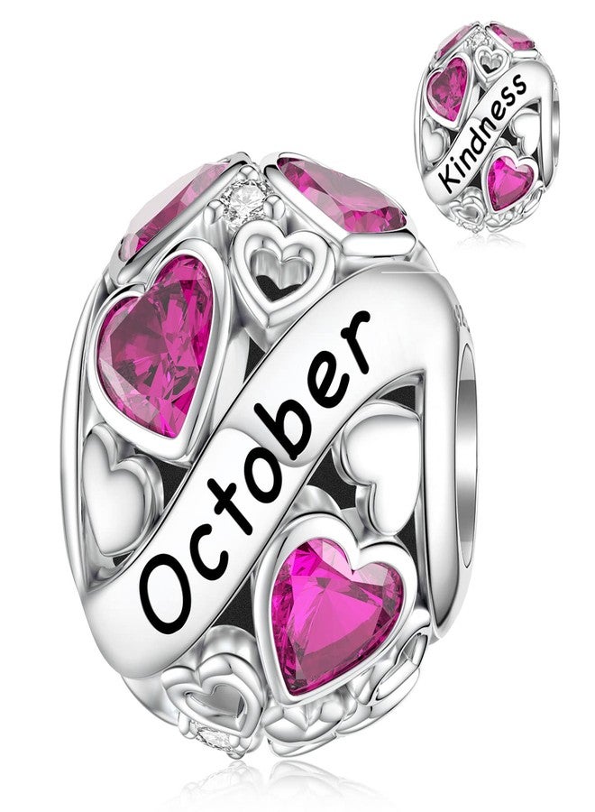 DALARAN October Birthstone Charms for Pandora Charms Bracelet S925 Love Heart Bead Happy Birthday for Necklace - Image 1