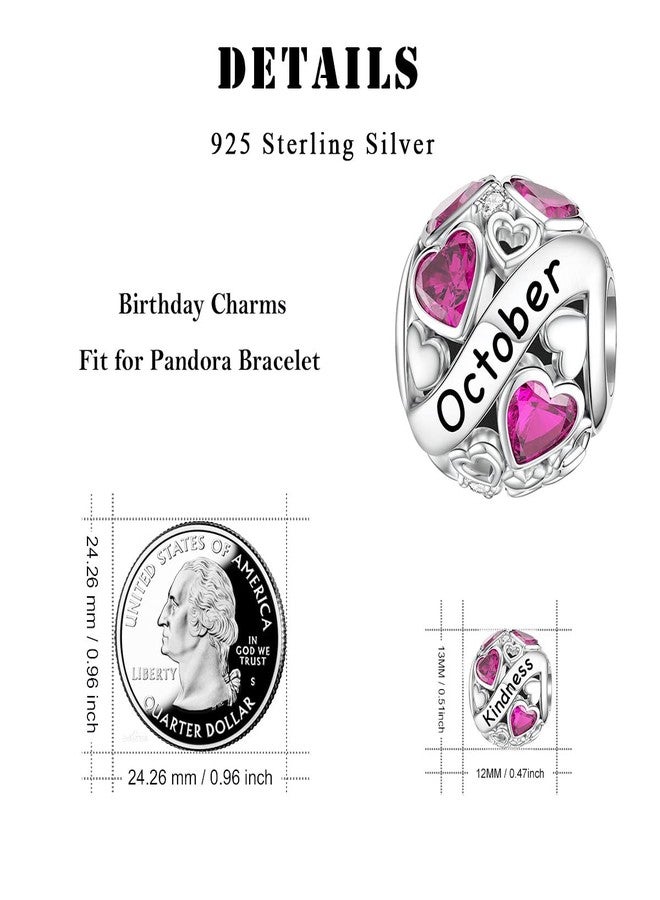 DALARAN October Birthstone Charms for Pandora Charms Bracelet S925 Love Heart Bead Happy Birthday for Necklace - Image 5