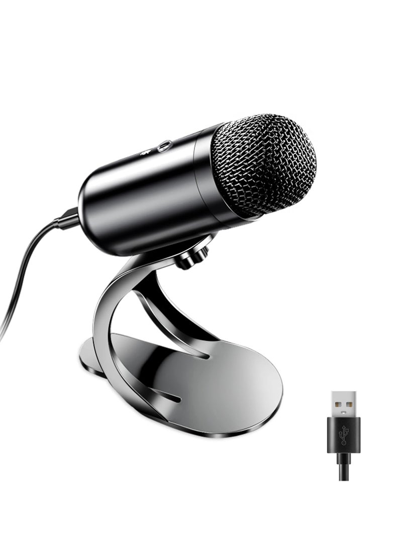 LKTOCAFT - USB Computer Microphone, Podcast Mic Desktop with Mute Button for Recording Streaming, Plug and Play Stand with Volume Control for PC, Laptop, Mac, Omnidirectional Condenser - Image 1