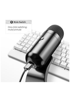 LKTOCAFT USB Computer Microphone, Podcast Mic Desktop with Mute Button for Recording Streaming, Plug and Play Stand with Volume Control for PC, Laptop, Mac, Omnidirectional Condenser  - Image 2
