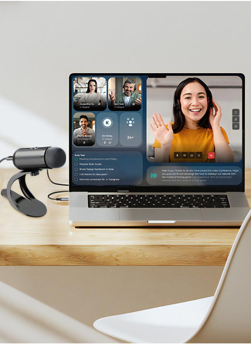 LKTOCAFT - USB Computer Microphone, Podcast Mic Desktop with Mute Button for Recording Streaming, Plug and Play Stand with Volume Control for PC, Laptop, Mac, Omnidirectional Condenser - Image 1