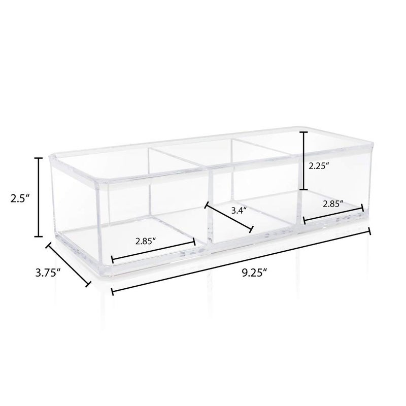Isaac Jacobs Clear Acrylic 3 Section Organizer- Three Compartment Drawer Tray and Storage Solution for Office, Bathroom, Kitchen, Supplies, and More (Clear) - Image 2