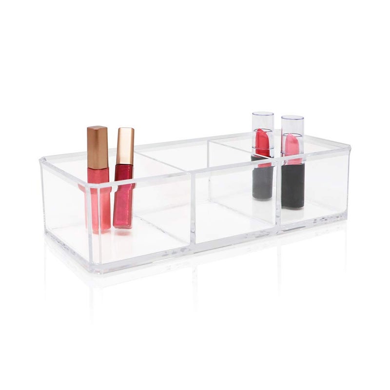 Isaac Jacobs Clear Acrylic 3 Section Organizer- Three Compartment Drawer Tray and Storage Solution for Office, Bathroom, Kitchen, Supplies, and More (Clear) - Image 3
