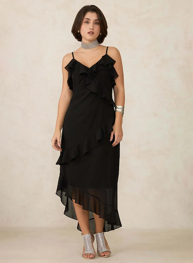 فيرجيو VIRGIO Georgette Ruffle Detailed Midi Dress