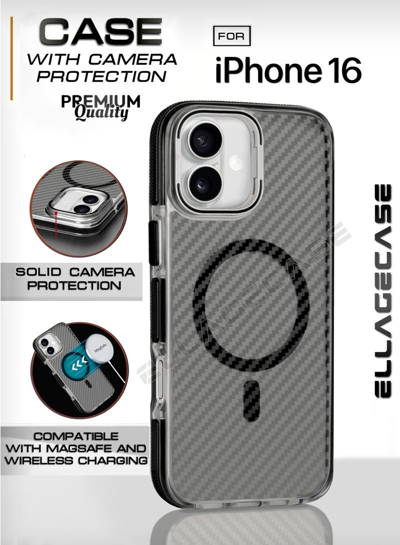 ELLAGECASE Case with stand for iPhone 16, Solid Camera Protection, Shockproof, Compatible with Magsafe and Wireless Charging - Image 1