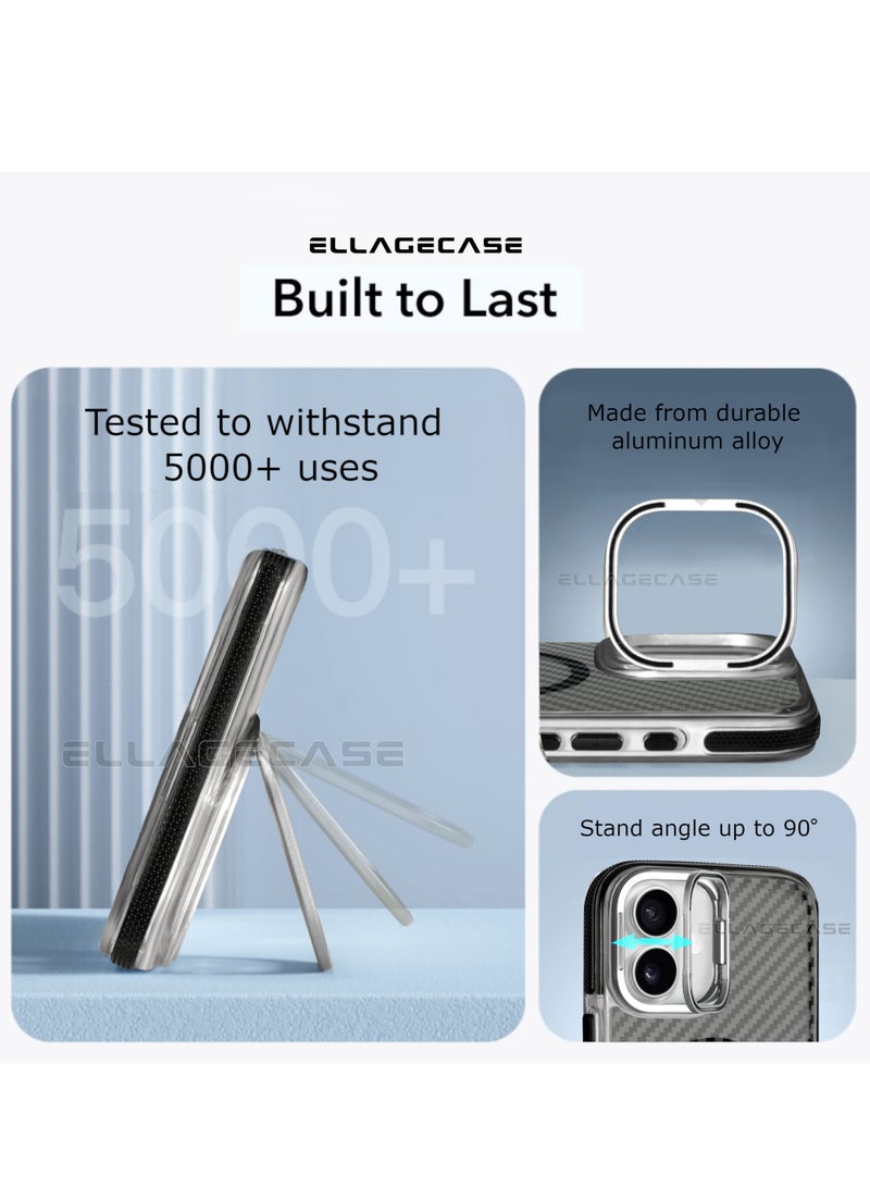 ELLAGECASE Case with stand for iPhone 16, Solid Camera Protection, Shockproof, Compatible with Magsafe and Wireless Charging - Image 3
