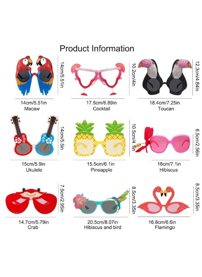 Ocean Line - Luau Party Sunglasses - 9 Pairs Funny Hawaiian Glasses, Tropical Fancy Dress Props, Fun Summer Kids Party Favors, Beach Themed Party Supplies Decoration - Image 1