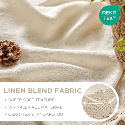 Joydeco Beige Boho Curtains 84 Inch Length 2 Panels, Super Soft Bohemian Farmhouse Curtains with Tassels, Semi Sheer Light Filtering Drapes for Bedroom Living Room (Rod Pocket, 52Wx84L) - Image 3