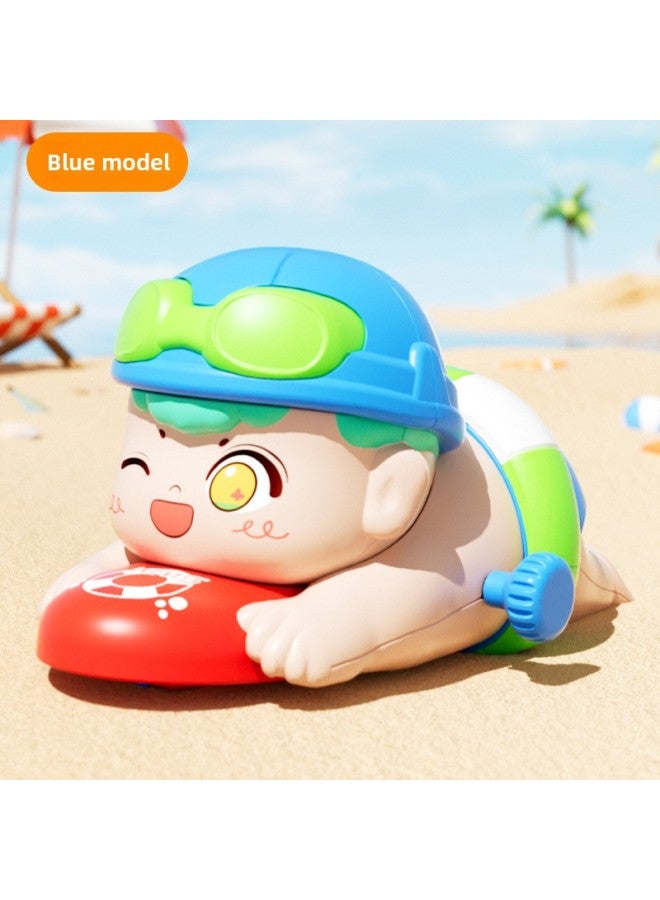 Coil Toy Plush Chick Will Go On The Chain Caterpillar Iron Frog Mouse Jumping Duck Stall Night Market-Color:Hc-850 [blue] Clockwork Surf Boy - Image 1