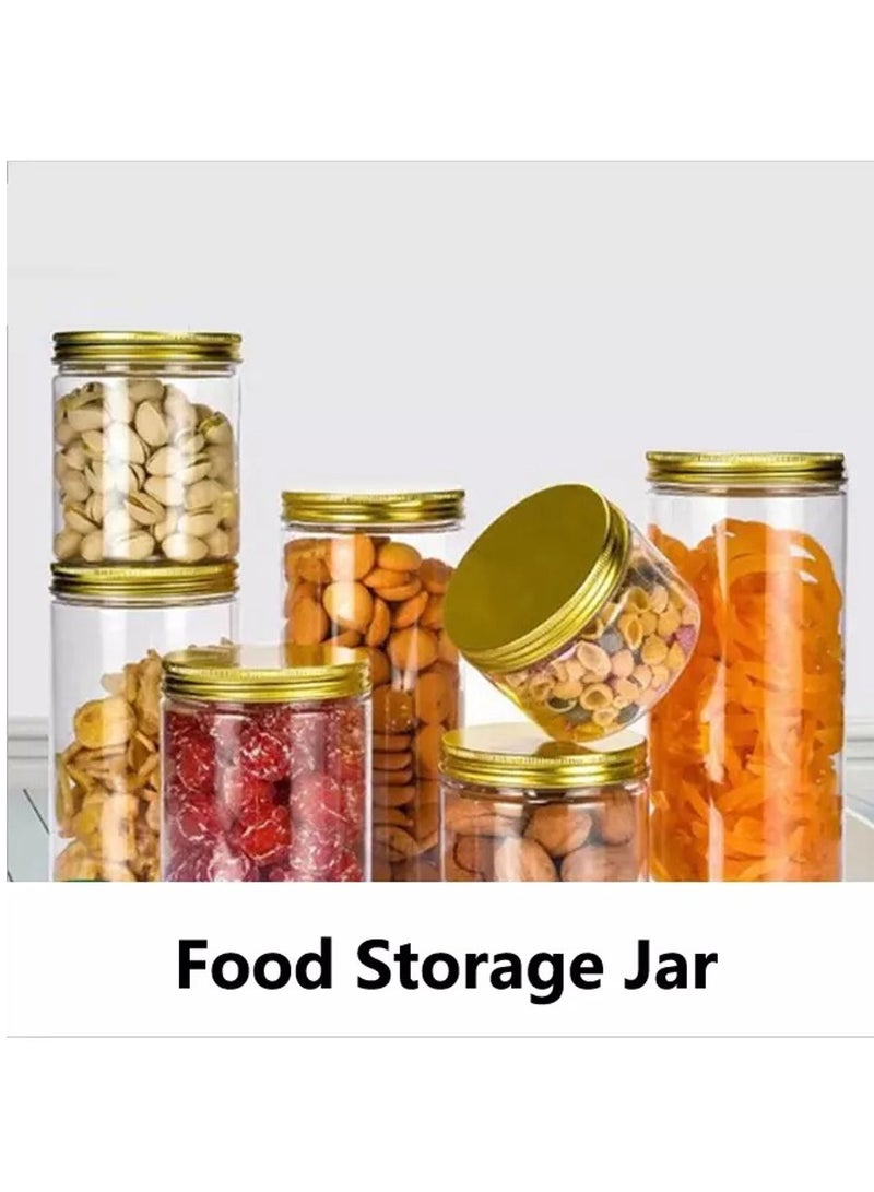 الصقر 12 قطعة (850 مللي) زجاجة تخزين التوابل فارغة قابلة لإعادة الملء برطمان شفاف / برطمان بسكويت / حاوية طعام / برطمانات بلاستيكية للحيوانات الأليفة / زجاجة بلاستيكية مع أغطية ذهبية معدنية - Image 5