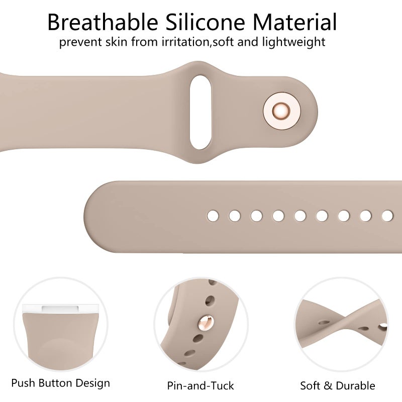 Vanjua Band Compatible with Fitbit Sense 2 / Sense Bands, Fitbit Versa 4 / Versa 3 Bands Women Men, Soft Silicone Replacement Strap for Fitbit Sense 2 / Versa 4 Smart Watch (Small, Stone) - Image 4