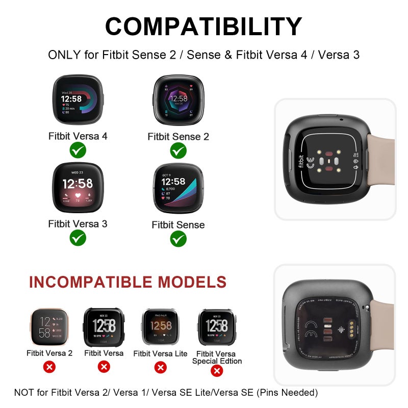 Vanjua Band Compatible with Fitbit Sense 2 / Sense Bands, Fitbit Versa 4 / Versa 3 Bands Women Men, Soft Silicone Replacement Strap for Fitbit Sense 2 / Versa 4 Smart Watch (Small, Stone) - Image 5