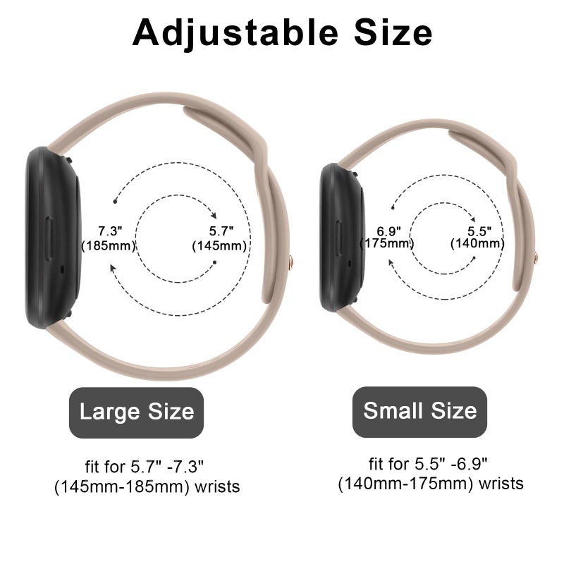Vanjua Band Compatible with Fitbit Sense 2 / Sense Bands, Fitbit Versa 4 / Versa 3 Bands Women Men, Soft Silicone Replacement Strap for Fitbit Sense 2 / Versa 4 Smart Watch (Small, Stone) - Image 3