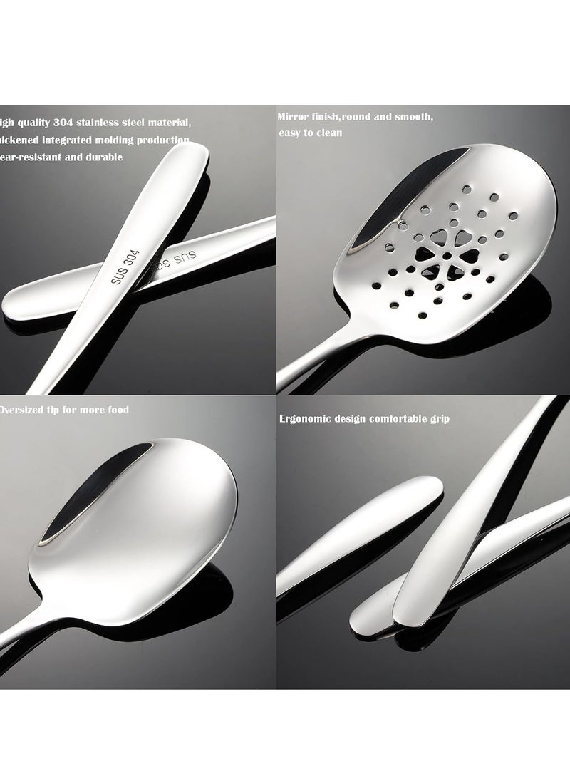 Oasisgalore - 2-Pack Large Serving Spoons Set，Stainless Steel Slotted & Serving Spoons, 9.8" Buffet Utensils - Image 1