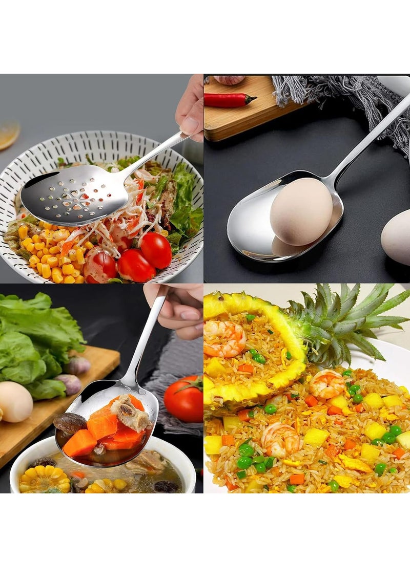 Oasisgalore - 2-Pack Large Serving Spoons Set，Stainless Steel Slotted & Serving Spoons, 9.8" Buffet Utensils - Image 1