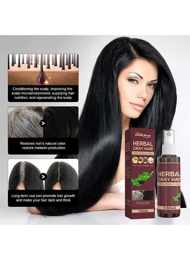 SOUTH MOON Herbal Anti-Gray Hair Spray 100ML - Herbal Treatment Growth Essence Spray Tonic | for Black Hair Restoration, Anti-Hair Loss  - Image 3