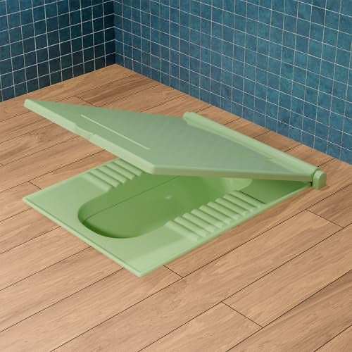 TAXAN POLYMERS Taxan Indian Toilet Seat Cover for Square Commode (21 Inch Orissa Pan) | Hard Plastic PP | Non Soft Close | Green Bathroom Toilet Lid with Easy Installation Kit | 56 x 42 cm - Image 1