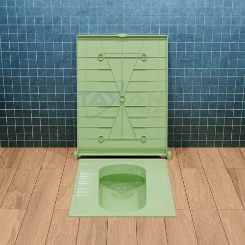 TAXAN POLYMERS Taxan Indian Toilet Seat Cover for Square Commode (21 Inch Orissa Pan) | Hard Plastic PP | Non Soft Close | Green Bathroom Toilet Lid with Easy Installation Kit | 56 x 42 cm - Image 4