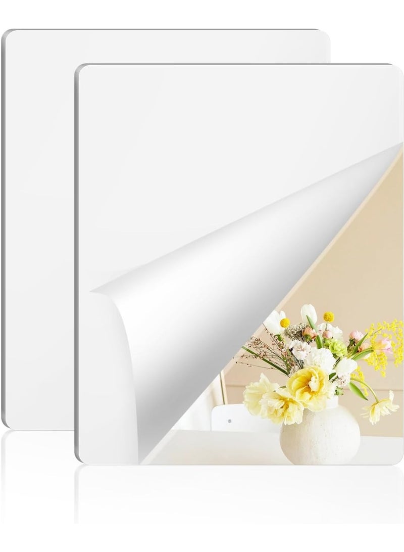 مرايا حائط أكريليك كاملة الطول 30 × 20 سم، ذاتية اللصق، بدون إطار، بلاطات مرايا صغيرة من الأكريليك، ألواح مرايا بلاستيكية مرنة لغرفة النوم والمنزل وصالة الألعاب الرياضية - قطعتان - Image 1