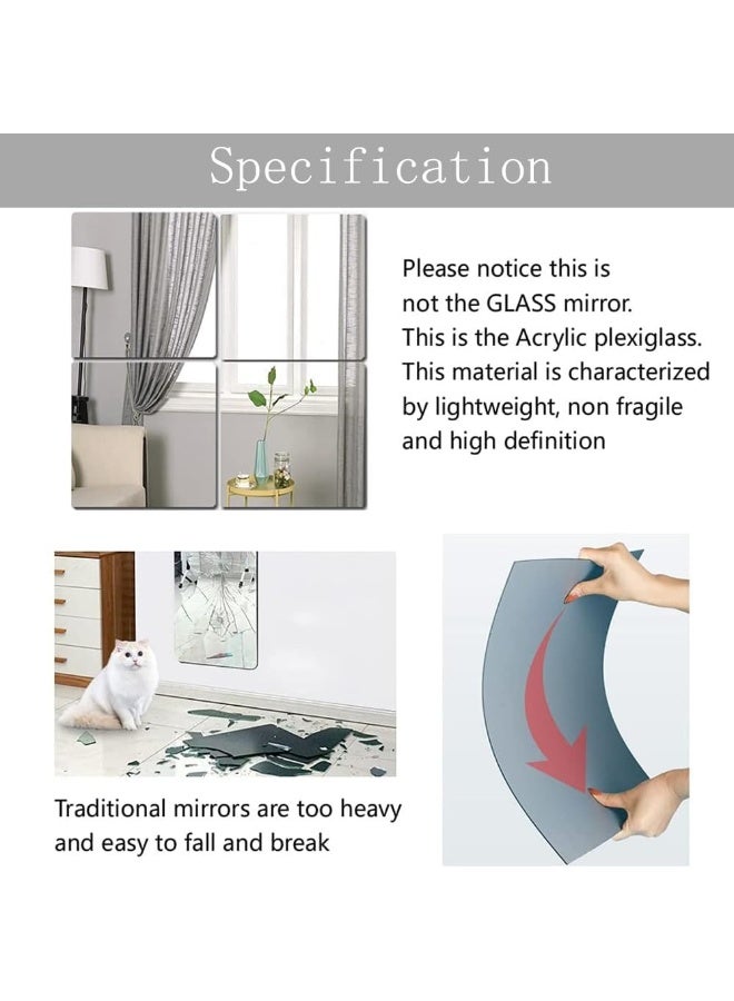 مرايا حائط أكريليك كاملة الطول 30 × 20 سم، ذاتية اللصق، بدون إطار، بلاطات مرايا صغيرة من الأكريليك، ألواح مرايا بلاستيكية مرنة لغرفة النوم والمنزل وصالة الألعاب الرياضية - قطعتان - Image 2