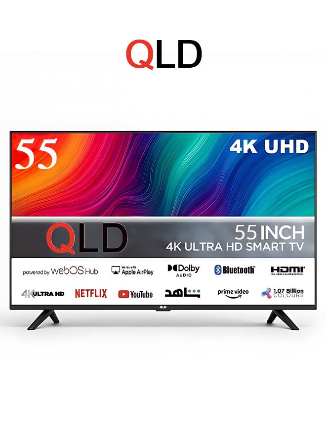 QLD شاشة سمارت - 55 بوصة - ويب اس - LED - 4K UHD - بدون إطار - 2 ريموت كنترول -QLDT-55S4KW1 - Image 1