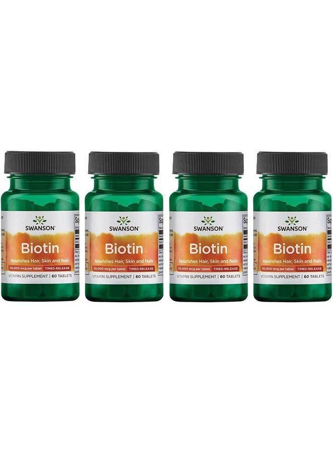 Swanson Biotin - Timed-Release 10,000 mcg 60 Tabs (4 Pack) - Image 1