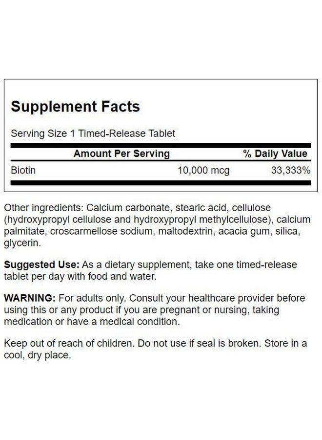 Swanson Biotin - Timed-Release 10,000 mcg 60 Tabs (4 Pack) - Image 2