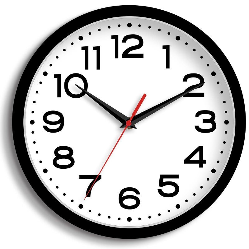 Roymnie Wall Clock 10 Inch Silent NonTicking Modern Clock Battery Operated Classic Simple Minimalist Analog Decorative for Kitchen Living RoomOffice Bedroom Bathroom Black