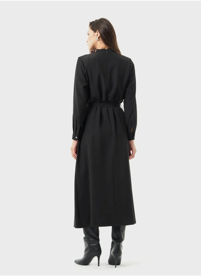 MIZALLE Belted Mockneck Dress