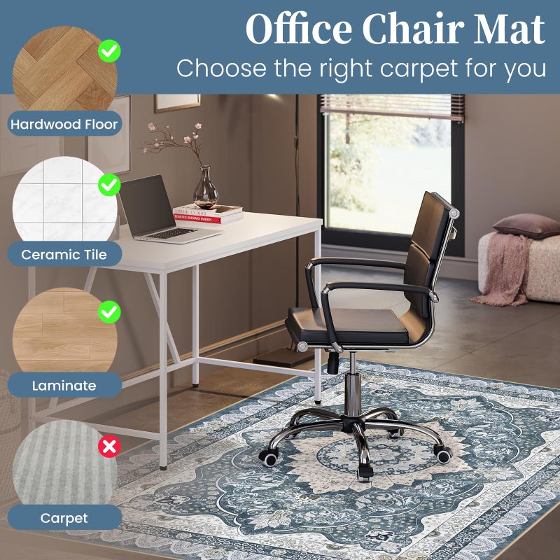 Lreedy Office Chair Mat for Hardwood Floor & Tile Floor,48"X 60" Heavy Duty Desk Chair Mat for Hard Floors, Under Desk Rug for Rolling Computer Chair,Anti Slip,Low Pile Carpet Floor Protector-Square - Image 3