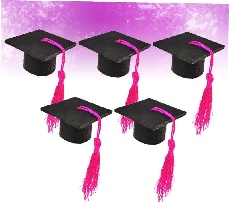 VOSAREA Graduation Beer Bottle Toppers 5pcs Doctor Hat Decorations Rosy Wine Bottle Caps - Image 5