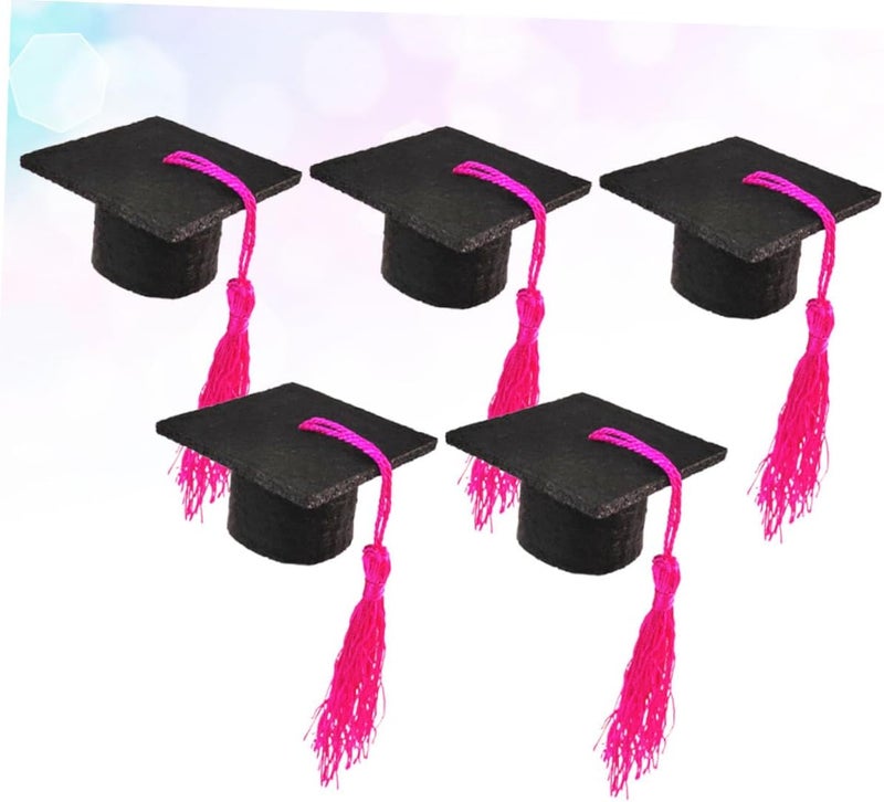 VOSAREA Graduation Beer Bottle Toppers 5pcs Doctor Hat Decorations Rosy Wine Bottle Caps - Image 4