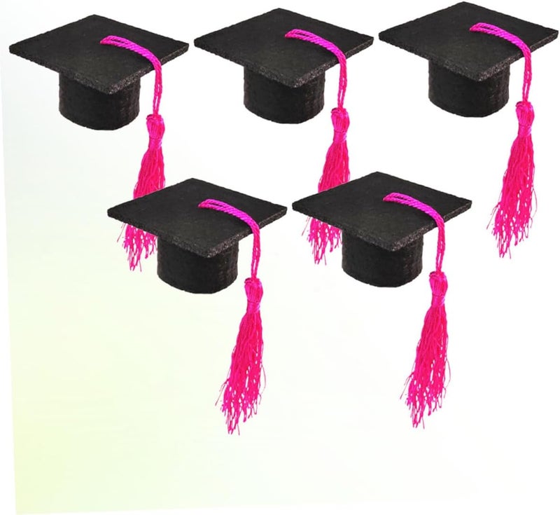 VOSAREA Graduation Beer Bottle Toppers 5pcs Doctor Hat Decorations Rosy Wine Bottle Caps - Image 3