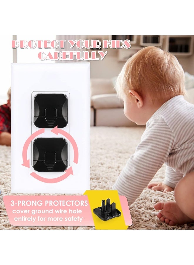 Babepai Outlet Covers 38-Pack Black Child Proof Electrical Protector Safety Improved Baby Safety Plug Covers - Image 2