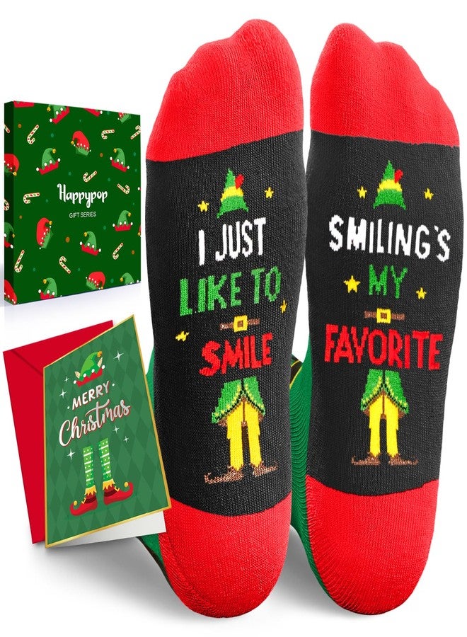Happy Pop HAPPYPOP Christmas Elf Gifts Stocking Socks - Little Elf Socks for Women Men, Xmas Stocking Stuffers for Adults with Greeting Card - Image 1