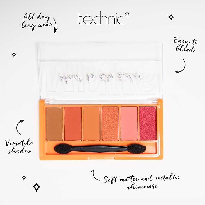 Technic Mini Edit 6 Eyeshadow Palette Long Lasting and Blendable Matte Shimmer Shades 72g London - Image 4