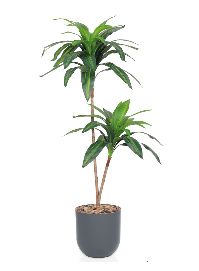 تالا شجرة ذرة صناعية ديكورية بطول 130 سم مع أصيص رمادي أنيق – أوراق خضراء طبيعية المظهر - Image 4