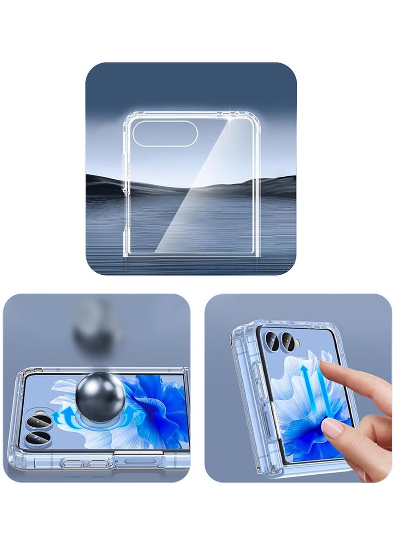 CATANES Transparent MagSafe Case for Samsung Galaxy Z Flip 7 – Slim, Shockproof, Foldable Design with Magnetic Ring - Clear  - Image 4