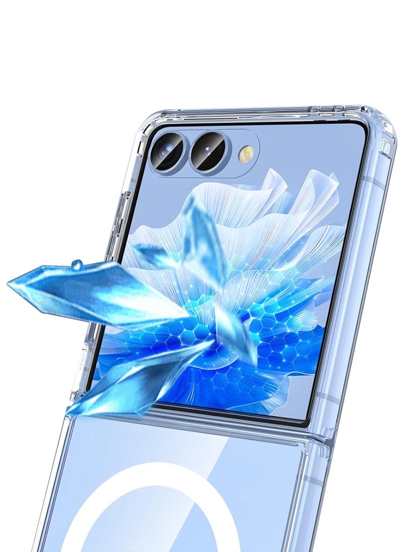 CATANES Transparent MagSafe Case for Samsung Galaxy Z Flip 7 – Slim, Shockproof, Foldable Design with Magnetic Ring - Clear  - Image 3