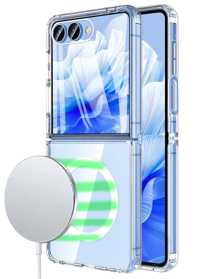 CATANES Transparent MagSafe Case for Samsung Galaxy Z Flip 7 – Slim, Shockproof, Foldable Design with Magnetic Ring - Clear  - Image 5