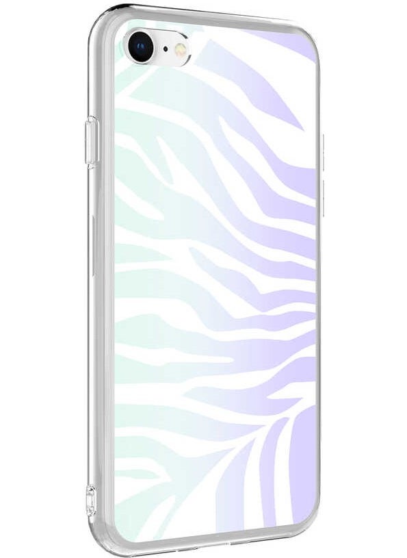 Apple iPhone 8 Case Patterned M-Blue Silicone - Zebra No1