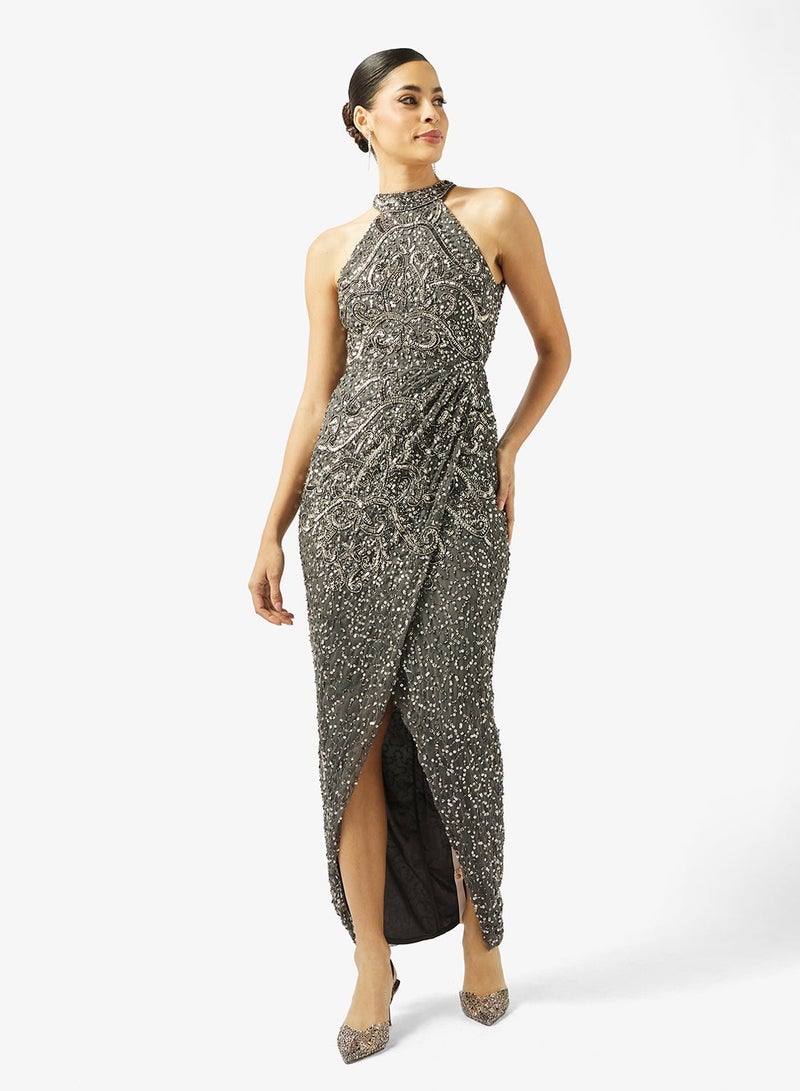 بيوت فستان ماكسي مزين بلفّة - Image 4