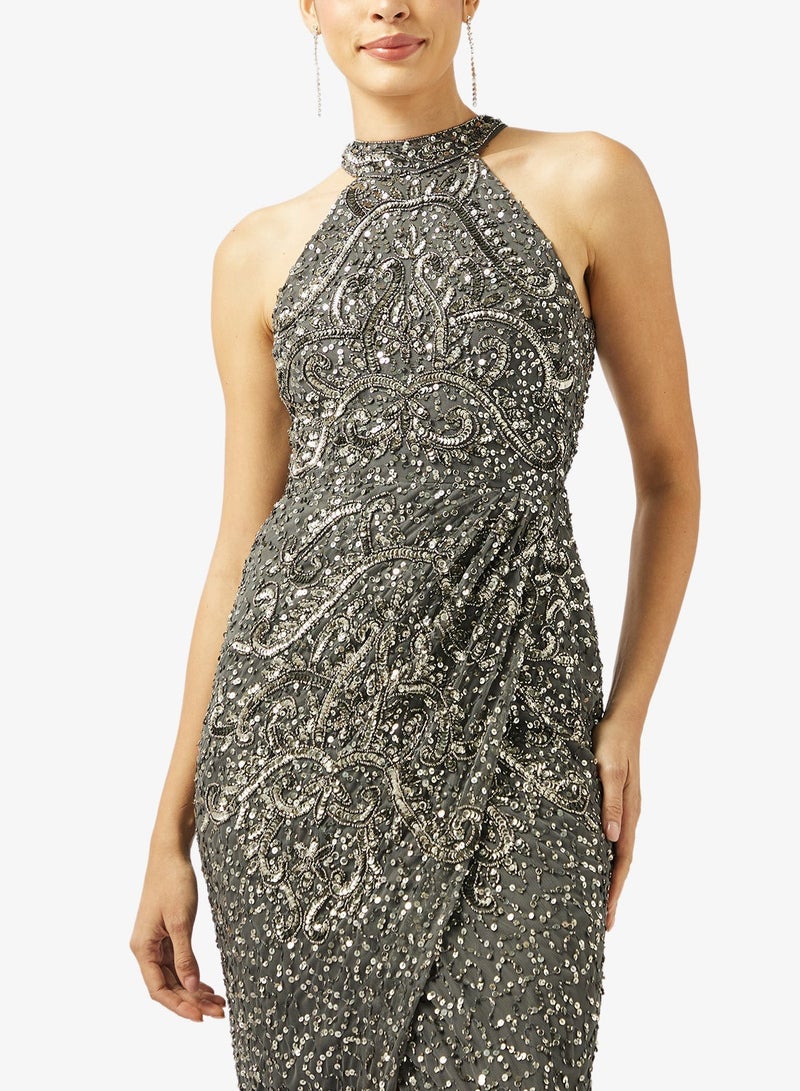 بيوت فستان ماكسي مزين بلفّة - Image 3