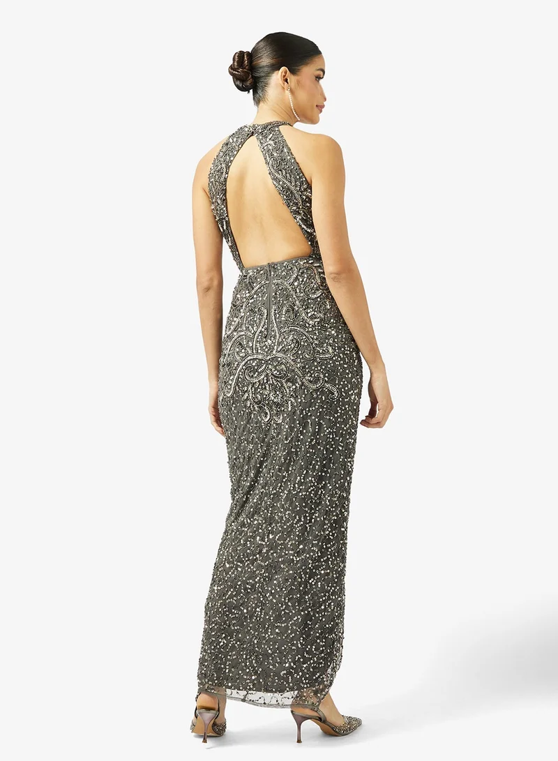BEAUUT Wrap Embellished Maxi Dress