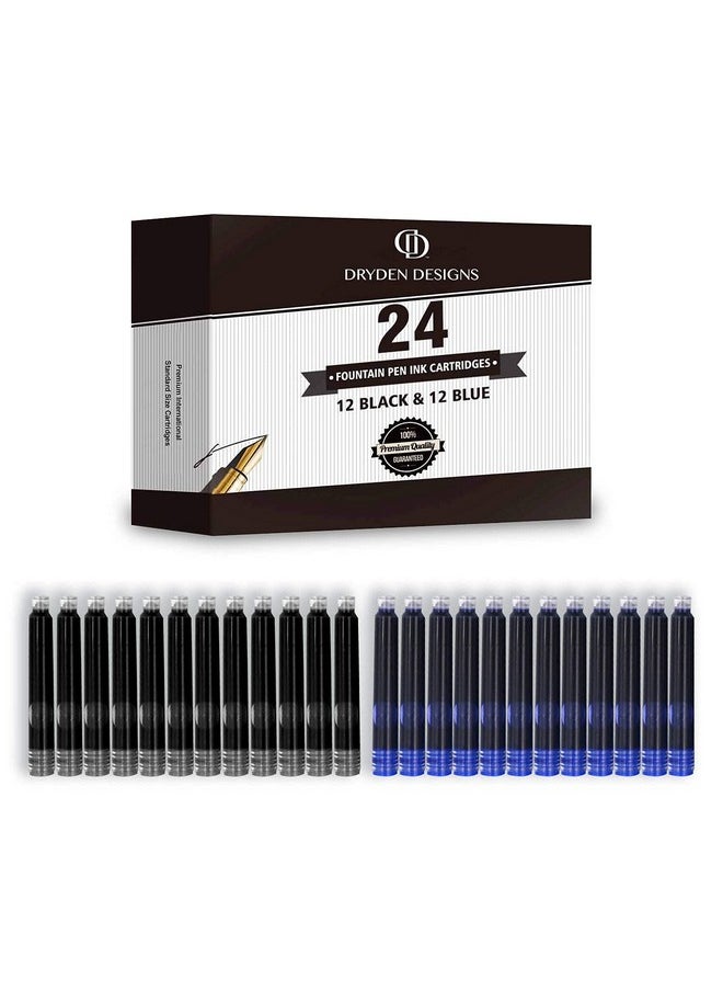 Dryden Designs - Fountain Pen - Medium Nib 0.5Mm | Includes 24 Ink Cartridges And Ink Refill Converter | Calligraphy Pen, Consistent Writing, Smooth Flow, Left And Right Handed -Intense Black - Image 1